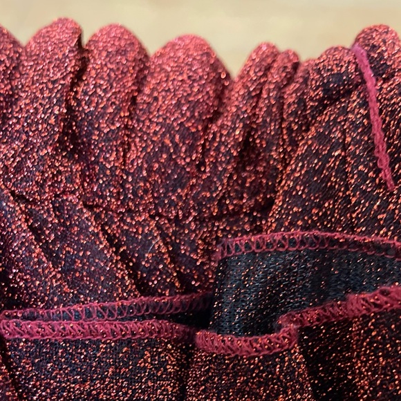 FLUTTER SLEEVE SELF BELTED PLEATED GLITTER DRESS - Picture 11 of 11